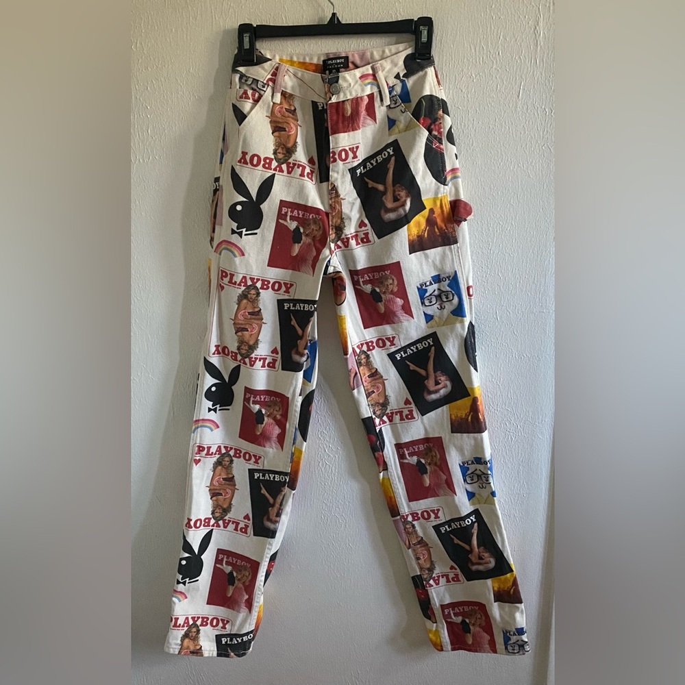 PlayBoy By Pacsun High Rise Boyfriend All Over Print Carpenter Jeans Size 25